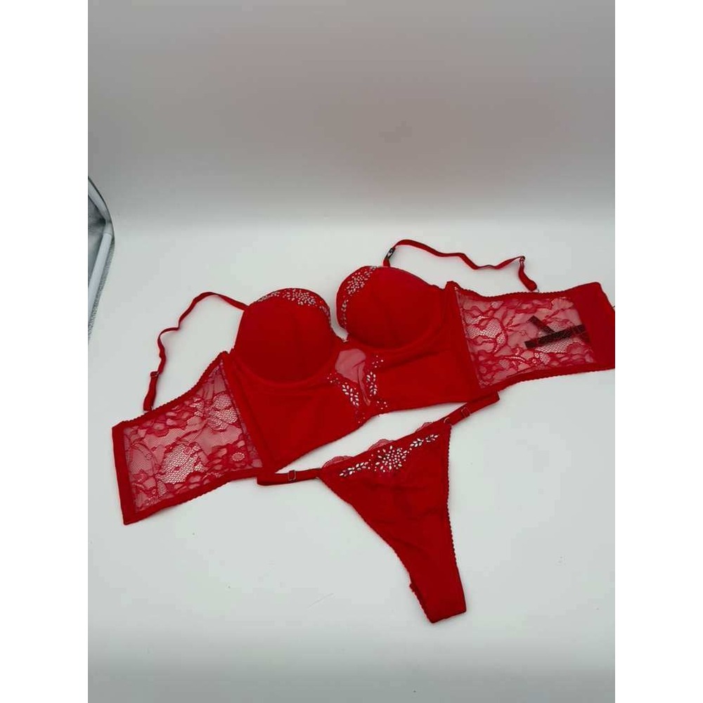 Victoria's Secret Bold Red Lingerie Set - Bra 38C & Panty XL NWT